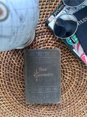 Antique 1883 New Testament Bible Book Gold Embossed Dark Brown Cover